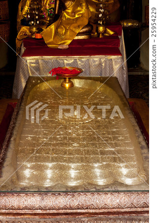 Buddha footprints resting in a shrine in the site of Silver Pagoda in Phnom Penh, Cambodia 25954229