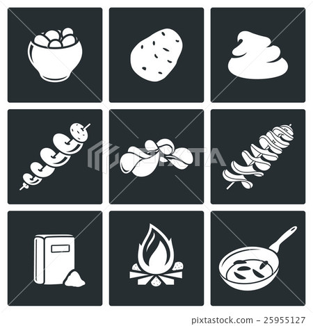 Potato products Vector Icons Set Potato products Vector Icons Set 25955127