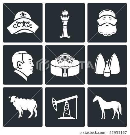 Kazakh culture Vector Icons Set 25955167