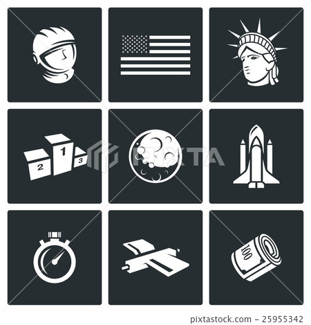 USA and moon icons. Vector Illustration 25955342