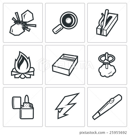 Fire source icons. Vector Illustration. - Stock Illustration [25955692 ...