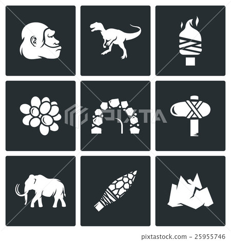 Stone Age icons. Vector Illustration. Stone Age icons. Vector Illustration. 25955746