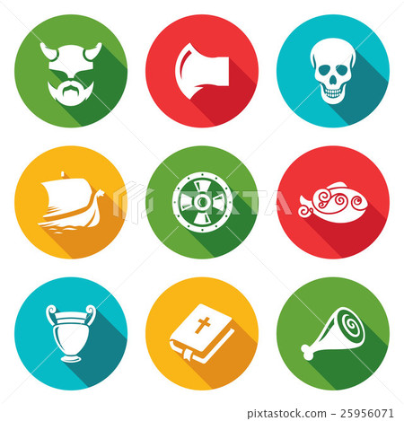 Viking Icons Set. Vector Illustration. - Stock Illustration [25956071 ...