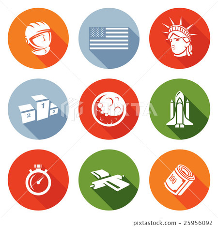 USA and moon Icons Set. Vector Illustration. 25956092