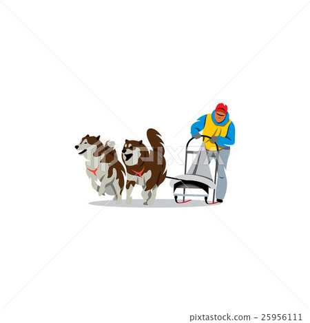 Sled dog racing. Vector Illustration. Sled dog racing. Vector Illustration. 25956111