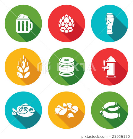 Beer and appetizer Icons Set. Vector Illustration. Beer and appetizer Icons Set. Vector Illustration. 25956150