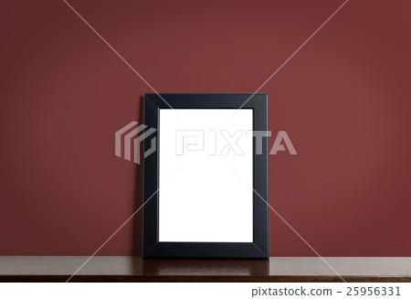 Black picture frame border on red backgroud Black picture frame border on red backgroud 25956331