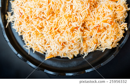 Thai Sweet Crispy rice noodles in a black bowl. Thai Sweet Crispy rice noodles in a black bowl. 25956332