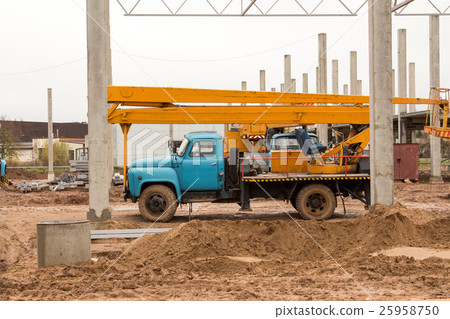Mobile crane on construction site Mobile crane on construction site 25958750
