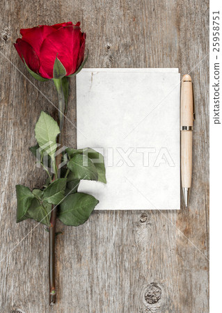 Old rose and blank paper - copy space Old rose and blank paper - copy space 25958751