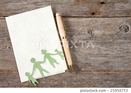 Paper family and paper sheet with a pen 25958753
