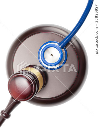 Close up shot of judge gavel and stethoscope 25959957