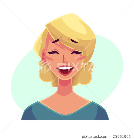 Pretty blond woman, laughing facial expression 25961965