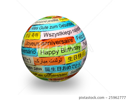 Happy Birthday different languages on 3d sphere Happy Birthday different languages on 3d sphere 25962777