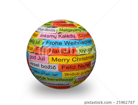 Merry Christmas different languages on 3d sphere Merry Christmas different languages on 3d sphere 25962787