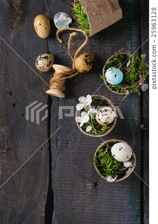 Colorful Easter quail eggs 25963128
