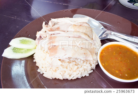 Asian style hainan chicken rice closeup 25963673