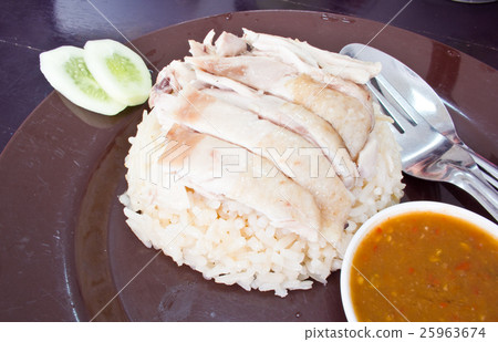 Asian style hainan chicken rice closeup 25963674