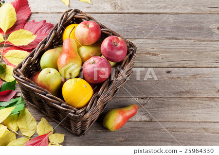 Autumn colorful leaves and food Autumn colorful leaves and food 25964330