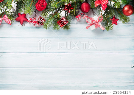 Christmas background with snow fir tree 25964334