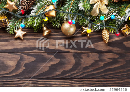 Christmas background with snow fir tree Christmas background with snow fir tree 25964336