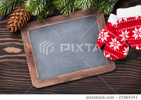 Christmas chalkboard, mittens and tree Christmas chalkboard, mittens and tree 25964341