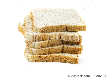 sliced whole wheat bread on white background. 25964919