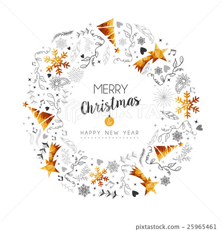 Christmas and New Year gold decoration wreath Christmas and New Year gold decoration wreath 25965461