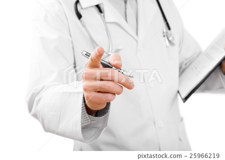 Doctor with stethoscope and clipboard Doctor with stethoscope and clipboard 25966219