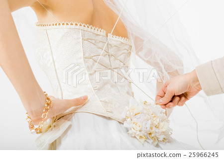 Bride dress preparation for the wedding 25966245