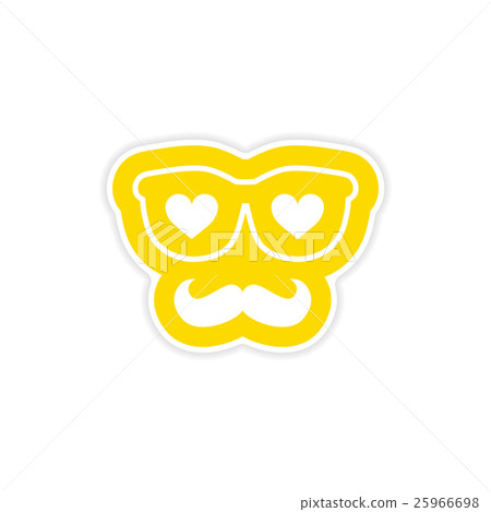 paper sticker on white background glasses mustache - Stock Illustration ...