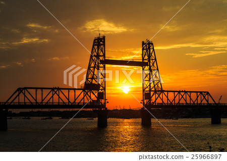 Sunset of the Chikugo River Elevated Bridge Sunset of the Chikugo River Elevated Bridge 25966897