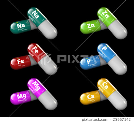illustration of minerals. Gloss drops pill 25967142