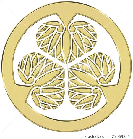 Crest (Tokugawa family) Mitsuba Aoi golden Family crest 25969865