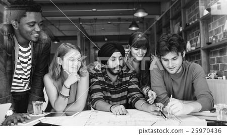 Architect Cafe Casual Brainstorming Meeting Concept Architect Cafe Casual Brainstorming Meeting Concept 25970436
