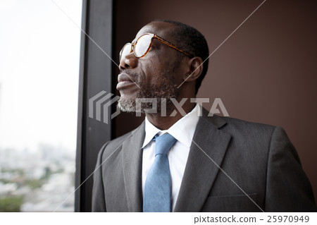 African Descent Businessman Contemplation Concept African Descent Businessman Contemplation Concept 25970949