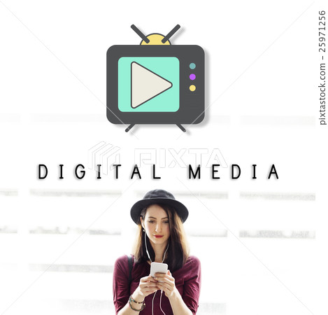 TV Play Button Media Entertainment Graphic Concept TV Play Button Media Entertainment Graphic Concept 25971256
