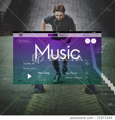 Music Streaming Instrumental Playlist Podcast Concept Music Streaming Instrumental Playlist Podcast Concept 25971484