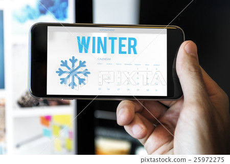 Winter Snowflake Cold Calendar Concept Winter Snowflake Cold Calendar Concept 25972275