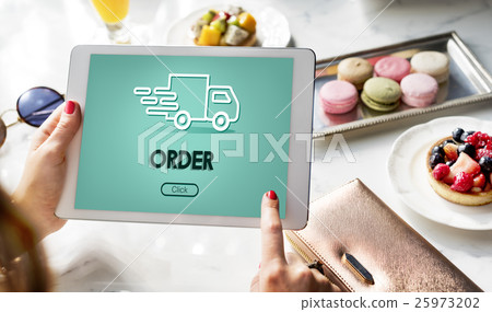Import Export Shipment Truck Graphic Concept Import Export Shipment Truck Graphic Concept 25973202