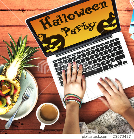 Halloween Bat Pumpkin Lantern Scary Graphic Concept 25973457
