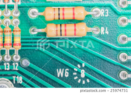 Resistor assembly on the circuit board 25974731