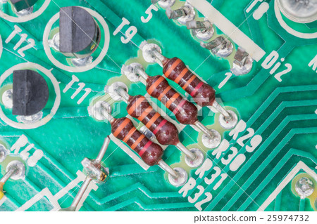 Resistor assembly on the circuit board 25974732