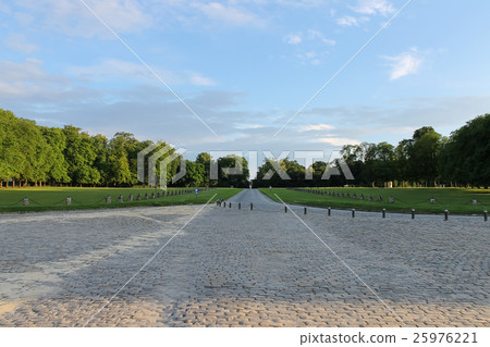 View to park of famous Chateau de Chantilly Castle 25976221