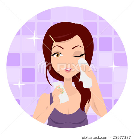 Moisturisation. Girl Applying Wet Wipes. Vector 25977387