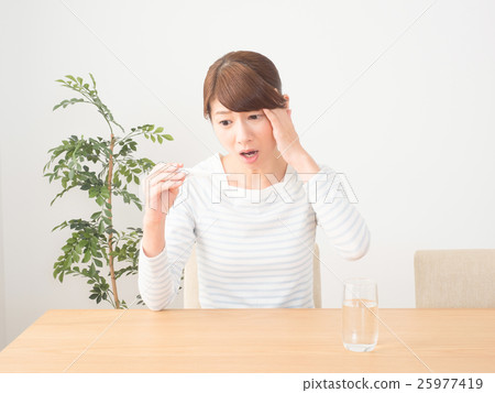 A woman surprised at the thermometer A woman surprised at the thermometer 25977419