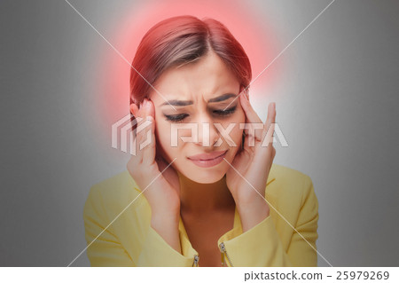 The young woman's portrait with pain emotions The young woman's portrait with pain emotions 25979269