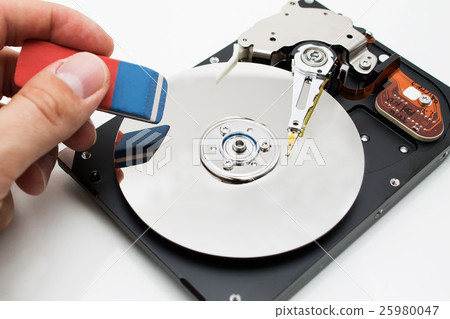 Hard disk drive data erase metaphor Hard disk drive data erase metaphor 25980047