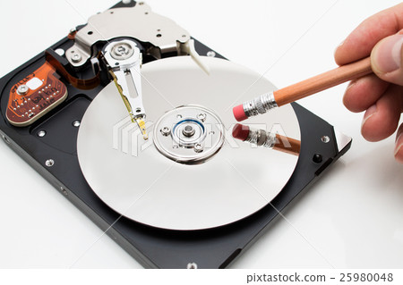 Hard disk drive data erase metaphor Hard disk drive data erase metaphor 25980048