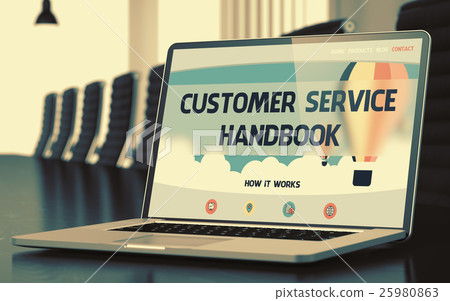 Customer Service Handbook Concept on Laptop Screen 25980863